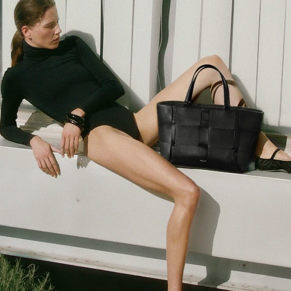 Demellier The Florence in Black Tote Bag, view 2