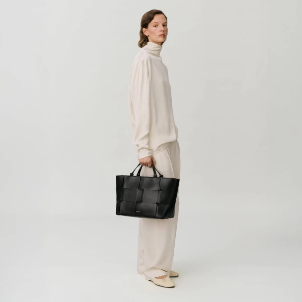 Demellier The Florence in Black Tote Bag, view 8