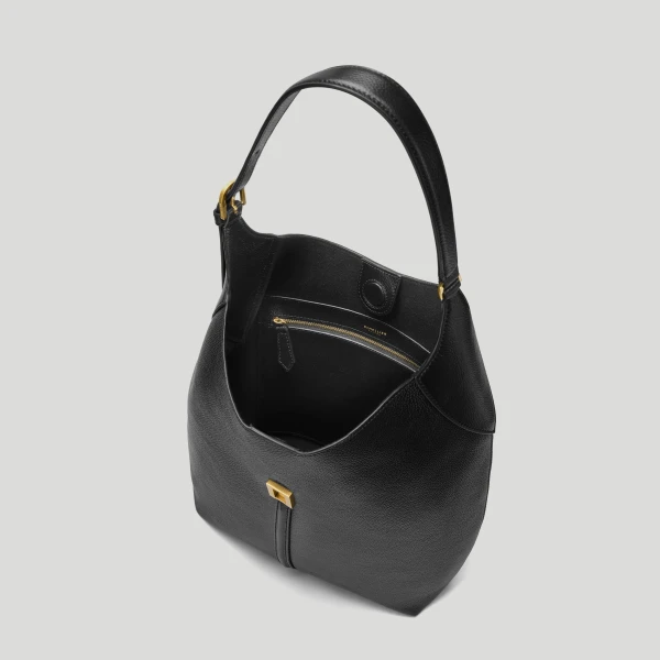 Demellier The Large Siena Bucket in Black Bucket Bag, view 3