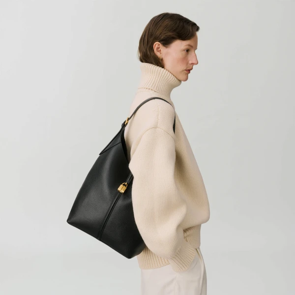 Demellier The Large Siena Bucket in Black Bucket Bag, view 6