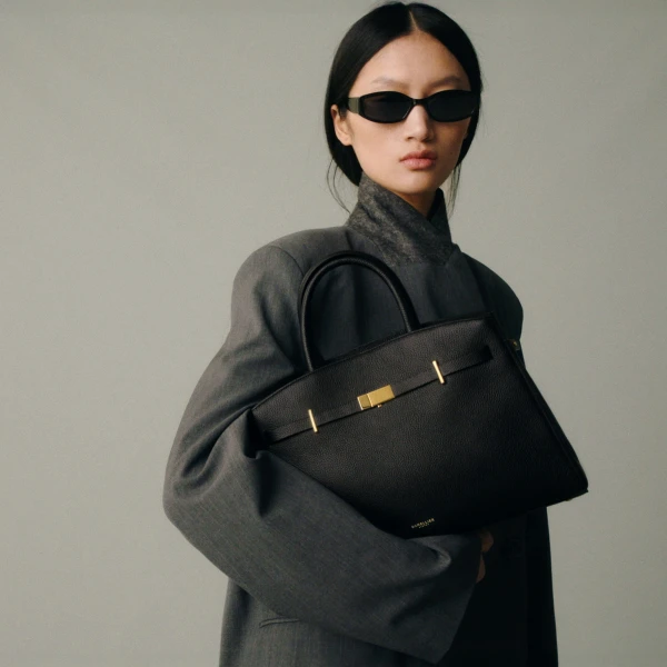 Demellier The Midi Hudson in Black Crossbody Bag, view 2