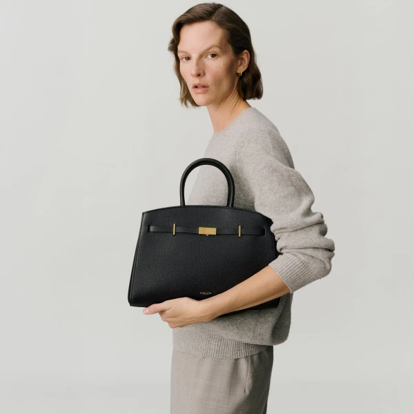 Demellier The Midi Hudson in Black Crossbody Bag, view 7