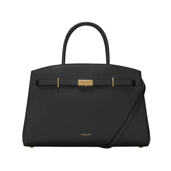 Demellier The Midi Hudson in Black Crossbody Bag