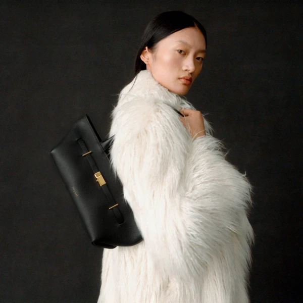 Demellier The New York Shoulder in Black Crossbody Bag, view 2