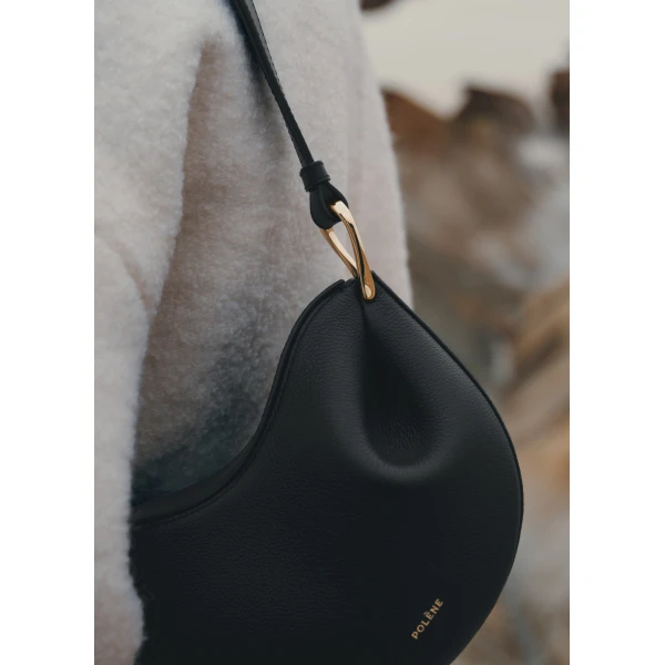 Polene Tonca – Textured Black in Black Bag, view 3