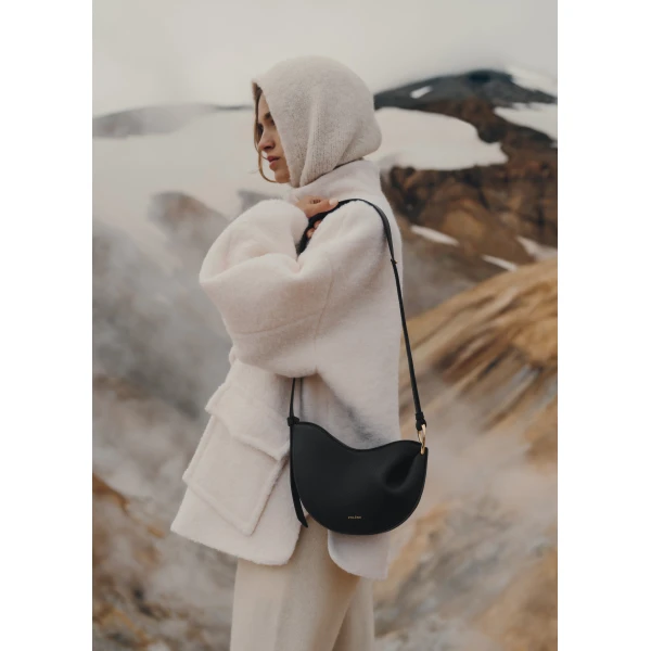 Polene Tonca – Textured Black in Black Bag, view 4