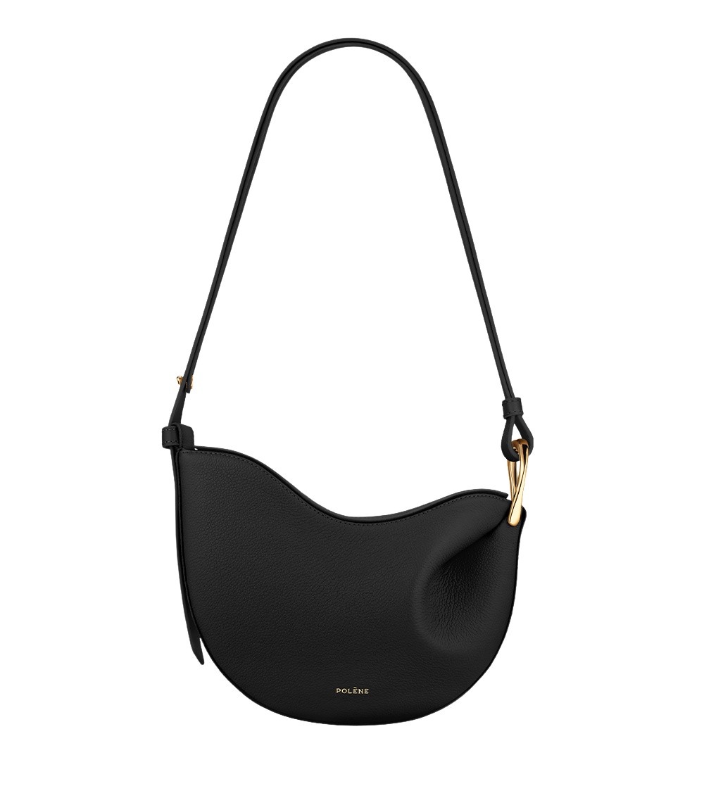 Polène Tonca - Textured Black in Black Tonca - Textured Black in Black - Shoulder & Crossbody Bags - Parisian Luxury Leather Bag at Luxury Shoes 