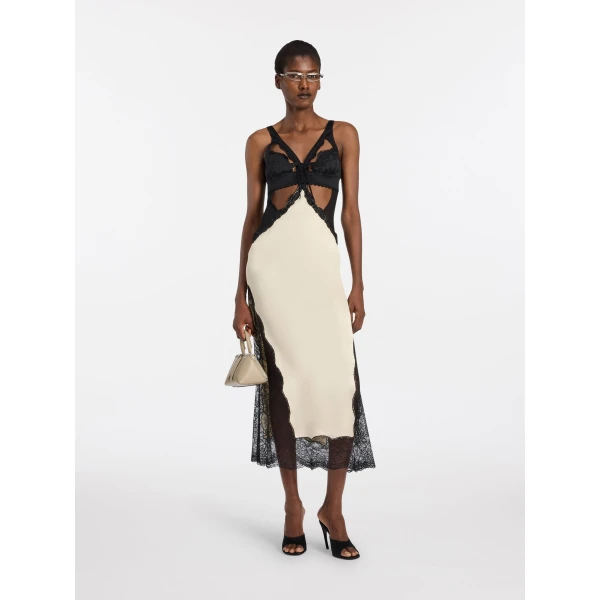 The Attico Black and ivory midi dress, view 2