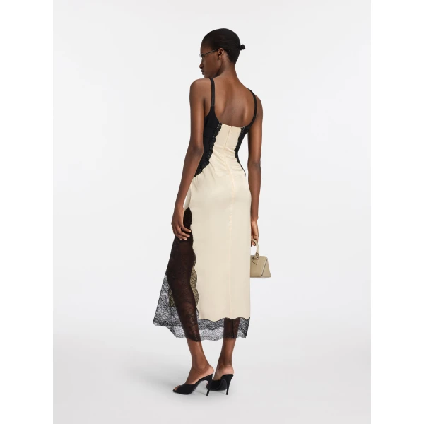 The Attico Black and ivory midi dress, view 3
