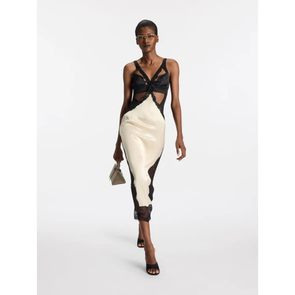 The Attico Black and ivory midi dress, view 4