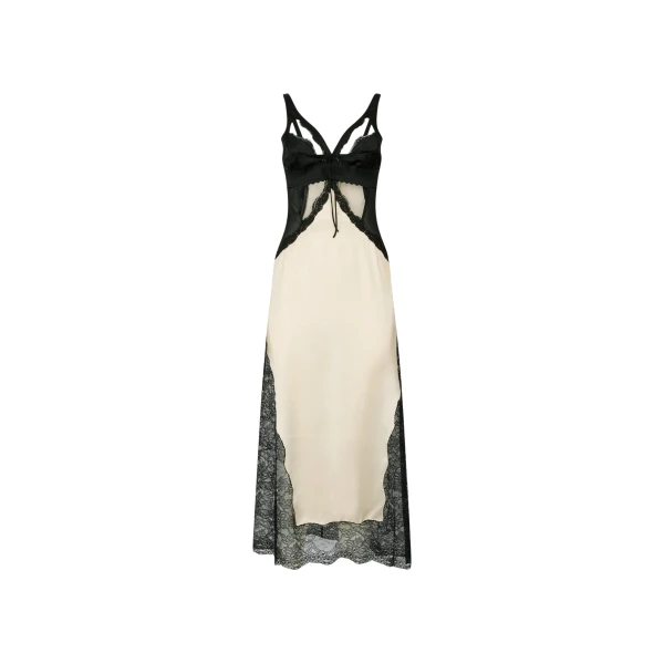 The Attico Black and ivory midi dress