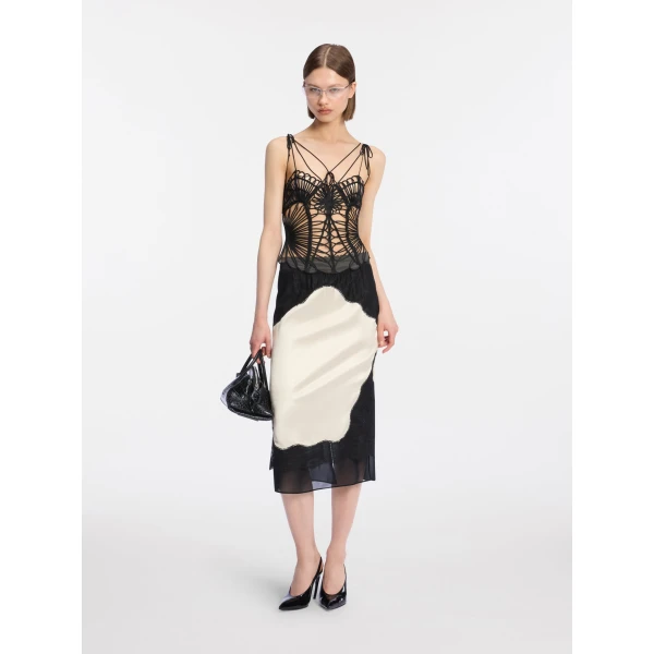 The Attico Black and ivory midi skirt, view 2