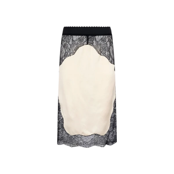 The Attico Black and ivory midi skirt