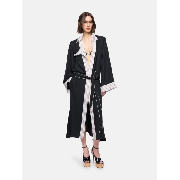 The Attico Black and white long coat, view 2