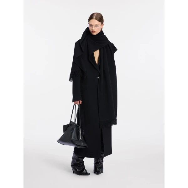 The Attico Black long coat, view 3
