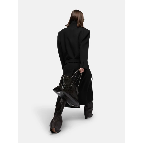 The Attico Black long coat, view 4
