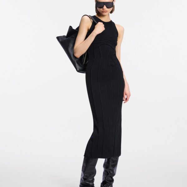 The Attico Black midi dress, view 2