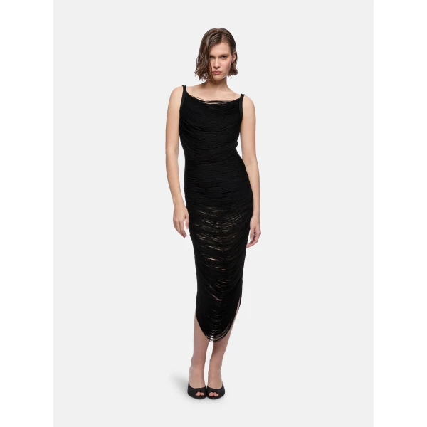 The Attico Black midi dress, view 2