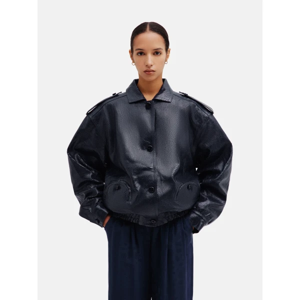 Blazé Milano Charlie Bomber in Emera Dark Navy Jacket, view 3