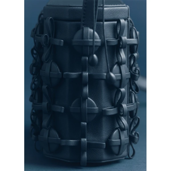 Polene Button Bow Box in Ink Bag, view 4