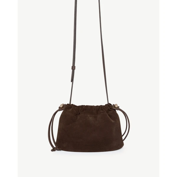 Strathberry Charlotte Drawstring in Chocolate Suede, view 2