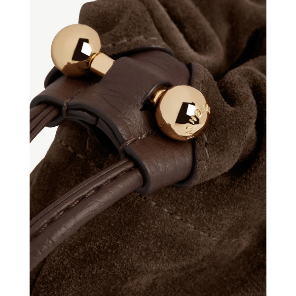 Strathberry Charlotte Drawstring in Chocolate Suede, view 4