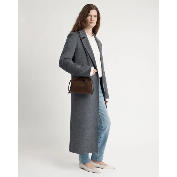Strathberry Charlotte Drawstring in Chocolate Suede, view 5