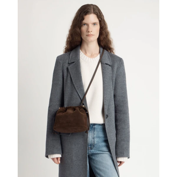 Strathberry Charlotte Drawstring in Chocolate Suede, view 6