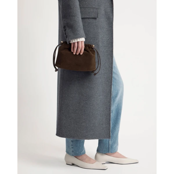 Strathberry Charlotte Drawstring in Chocolate Suede, view 7