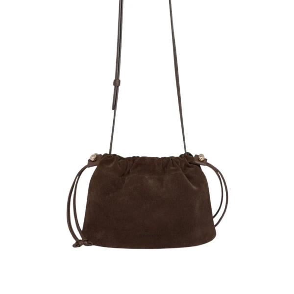 Strathberry Charlotte Drawstring in Chocolate Suede