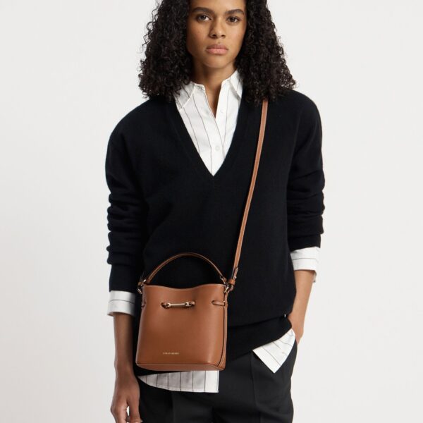 Strathberry Corda Bucket Mini in Chestnut, view 9