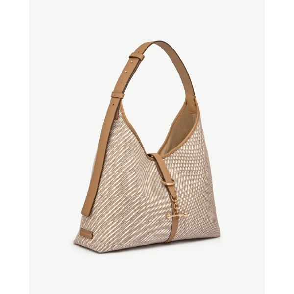 Strathberry Kite Hobo Maxi in Caramel and Natural Twill, view 3