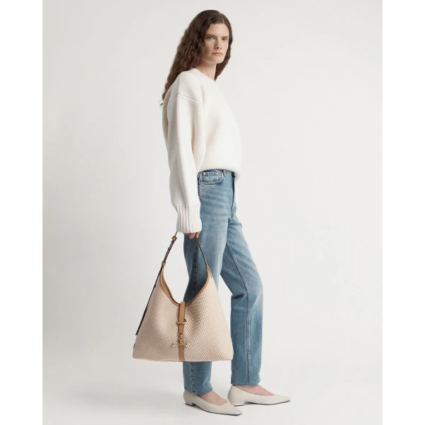 Strathberry Kite Hobo Maxi in Caramel and Natural Twill, view 7