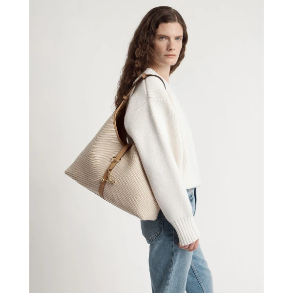 Strathberry Kite Hobo Maxi in Caramel and Natural Twill, view 8