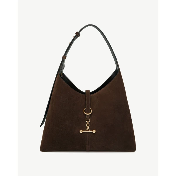 Strathberry Kite Hobo Maxi in Chocolate Suede, view 2