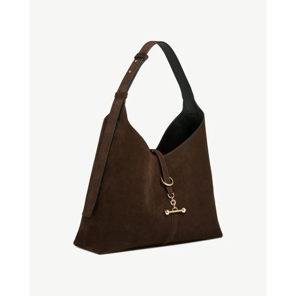 Strathberry Kite Hobo Maxi in Chocolate Suede, view 3