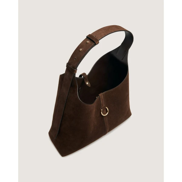 Strathberry Kite Hobo Maxi in Chocolate Suede, view 5