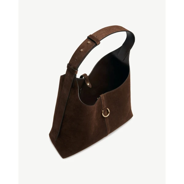 Strathberry Kite Hobo Maxi in Chocolate Suede, view 6