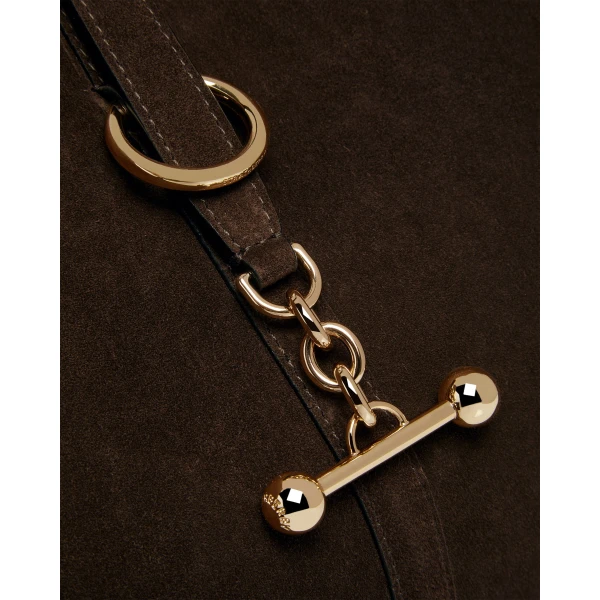 Strathberry Kite Hobo Maxi in Chocolate Suede, view 7