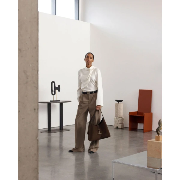 Strathberry Kite Hobo Maxi in Chocolate Suede, view 10