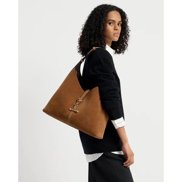Strathberry Kite Hobo Maxi in Tan Suede, view 9