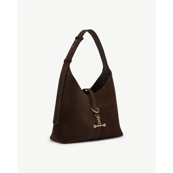 Strathberry Kite Hobo in Chocolate Suede, view 3