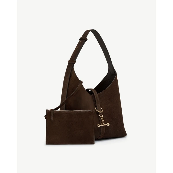 Strathberry Kite Hobo in Chocolate Suede, view 7