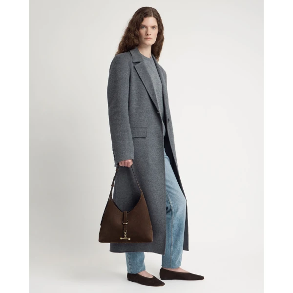 Strathberry Kite Hobo in Chocolate Suede, view 8
