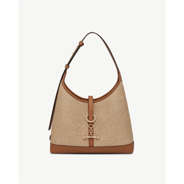 Strathberry Kite Hobo in Tan and Natural Raffia, view 2