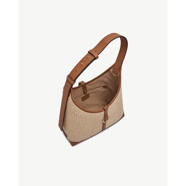 Strathberry Kite Hobo in Tan and Natural Raffia, view 5