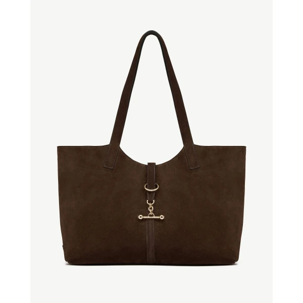 Strathberry Kite Tote in Suede Chocolate, view 2