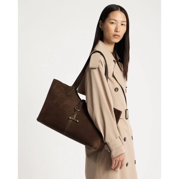 Strathberry Kite Tote in Suede Chocolate, view 8