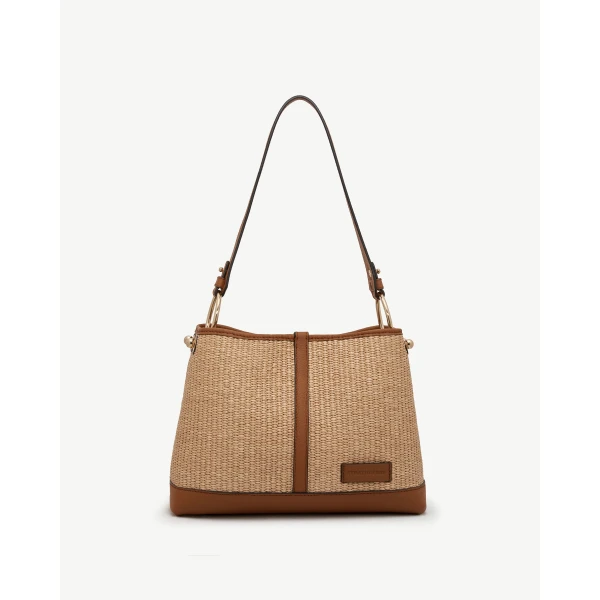 Strathberry Lana Hobo in Tan and Natural Raffia, view 2