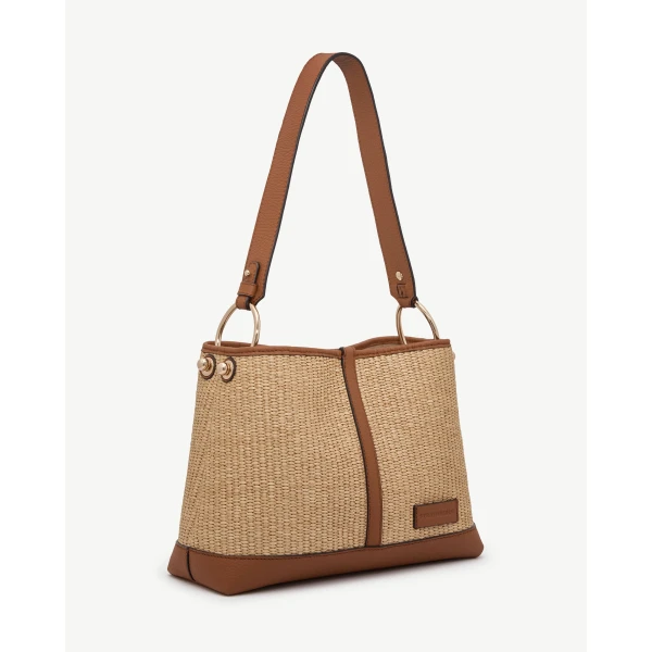 Strathberry Lana Hobo in Tan and Natural Raffia, view 3
